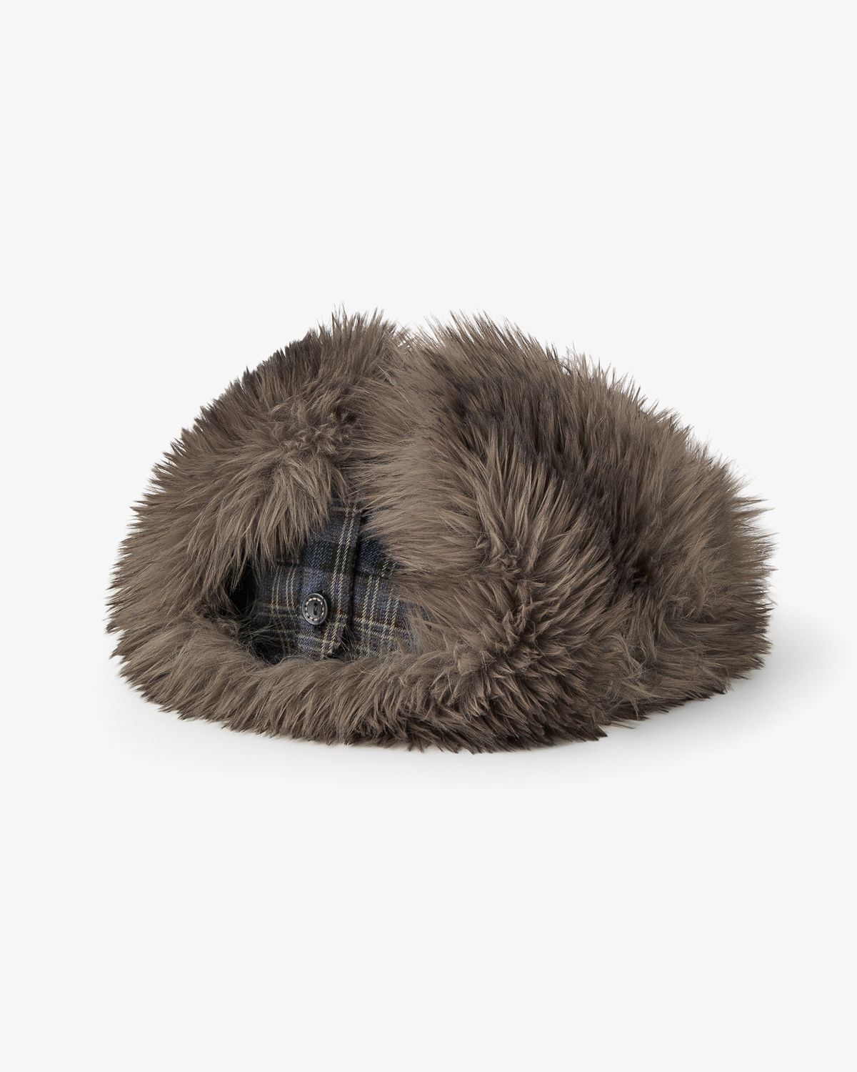 에이이에이이(AEAE) FUR TROOPER HAT [CHECK BLUE]