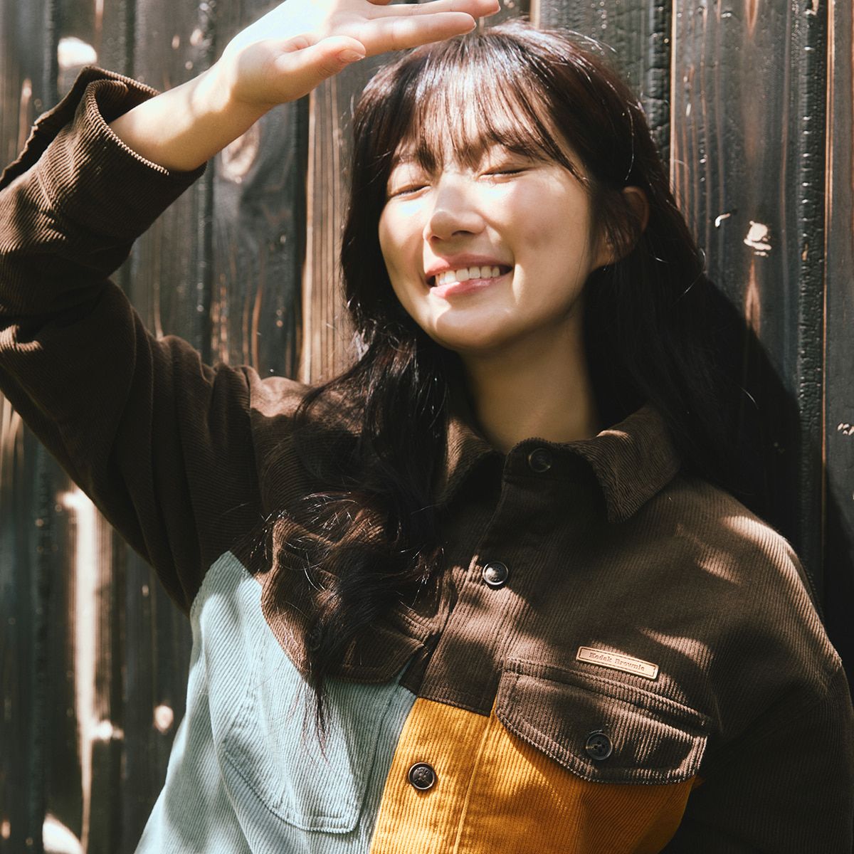 코닥(KODAK) 브라우니 컬러블럭 패딩 셔켓 BROWN