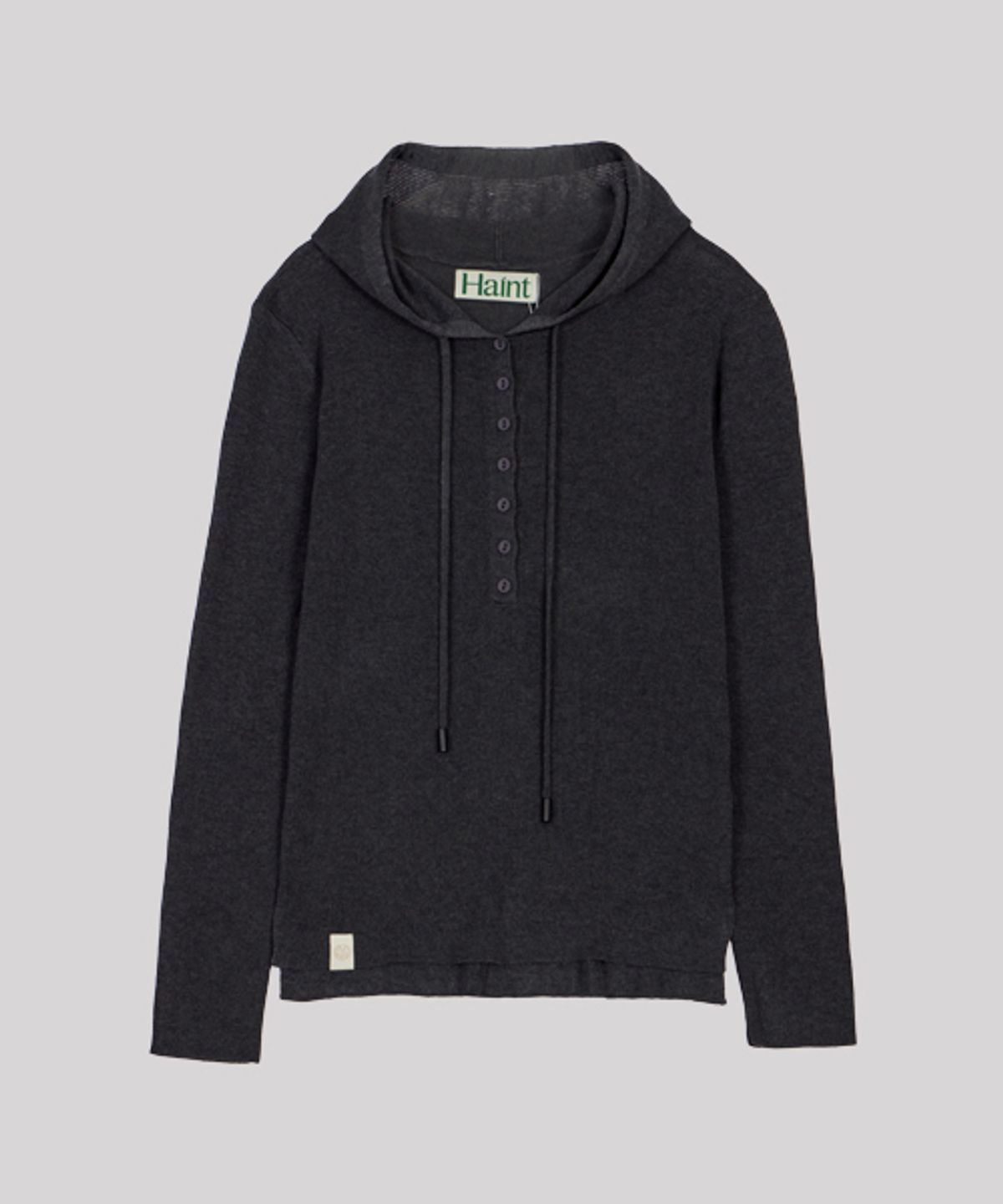 헤인트(HAINT) BLURRY BUTTON HOODIE KNIT_4COLORS_CHARCOAL