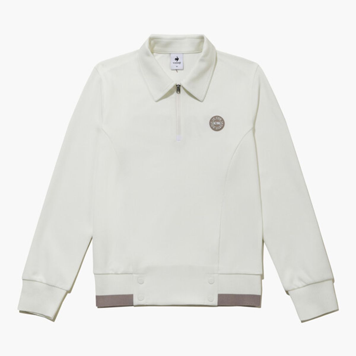 르꼬끄 골프(LECOQ GOLF) 여성 골지 기모 반집업 티셔츠 _CREM GQ422LTLO1