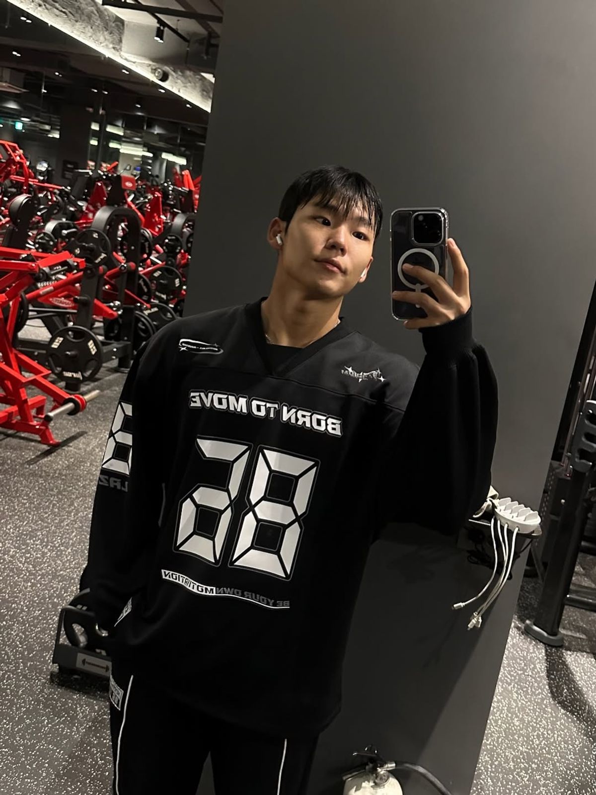 레이지비(LAZYBEE) 자이언트핏 긴팔티 럭비져지 오버핏 헬스 짐웨어 맨투맨 러닝 저지 블록코어 M 블랙2