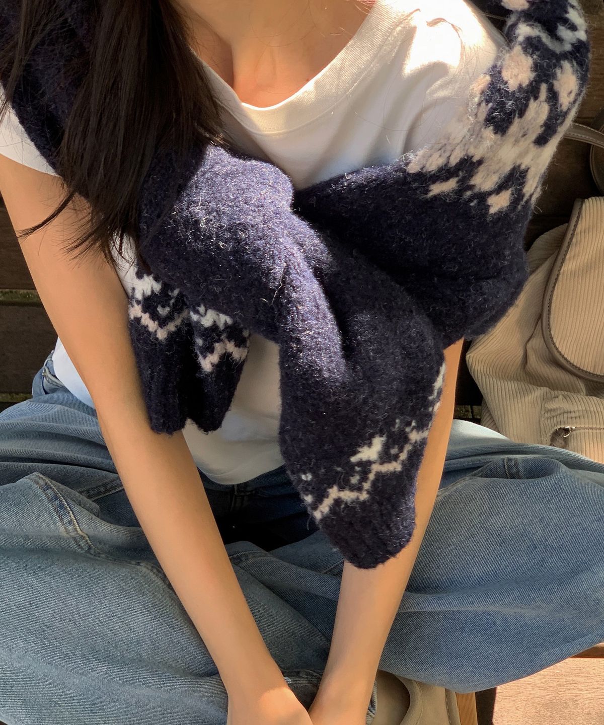 드로우핏 우먼(DRAWFIT WOMEN) [드로우핏우먼 X 알로하] 펜스 노르딕 풀오버 니트 [L.GREY]