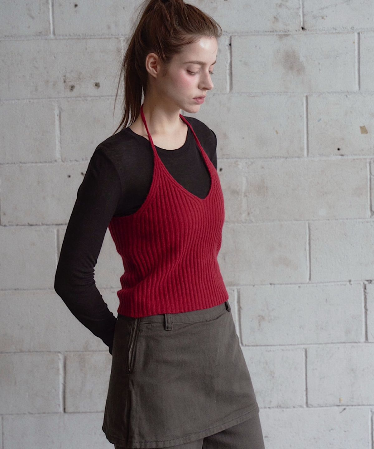 아포엠(APOEM) RIBBED KNIT BUSTIER (3C)