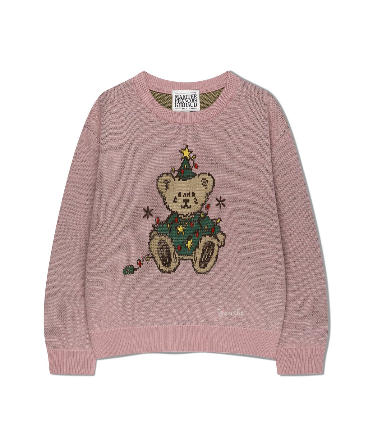 마리떼 키즈(MARITHÉ KIDS) KIDS HOLIDAY BEAR KNIT PULLOVER gray pink