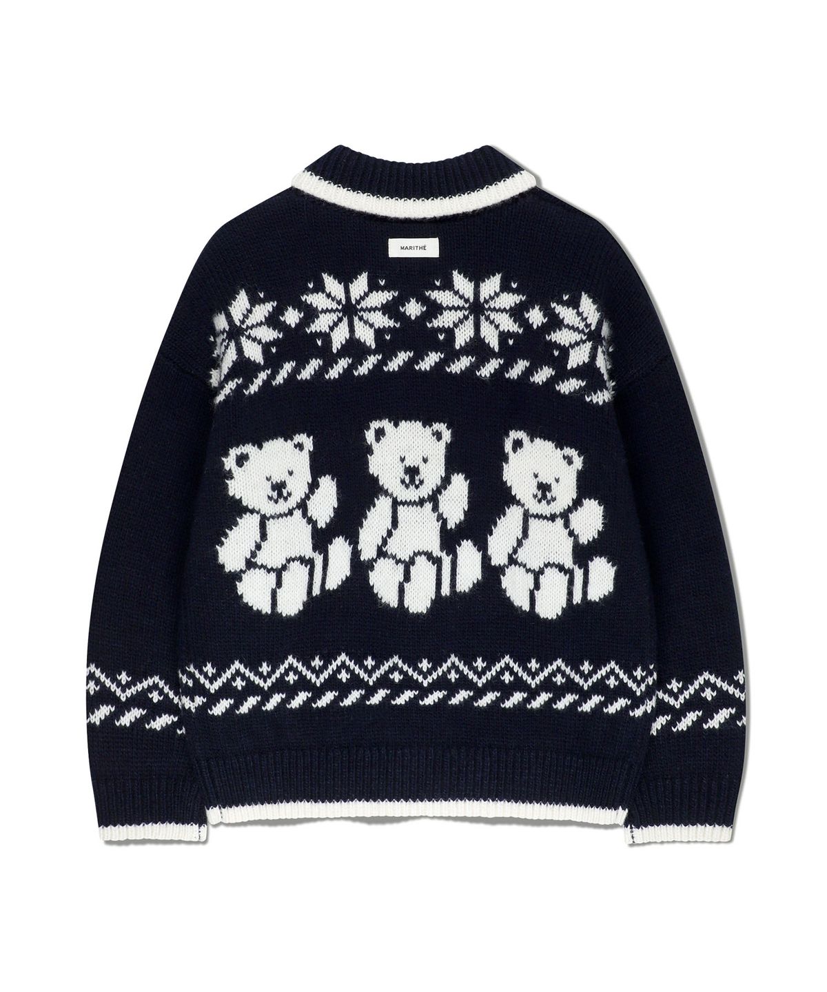 마리떼 키즈(MARITHÉ KIDS) KIDS NORDIC BEAR KNIT COLLAR CARDIGAN navy