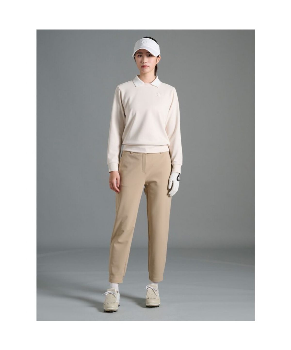 빈폴골프(BEANPOLE GOLF) 여성 안기모 블루종핏 긴소매 티셔츠 - 베이지