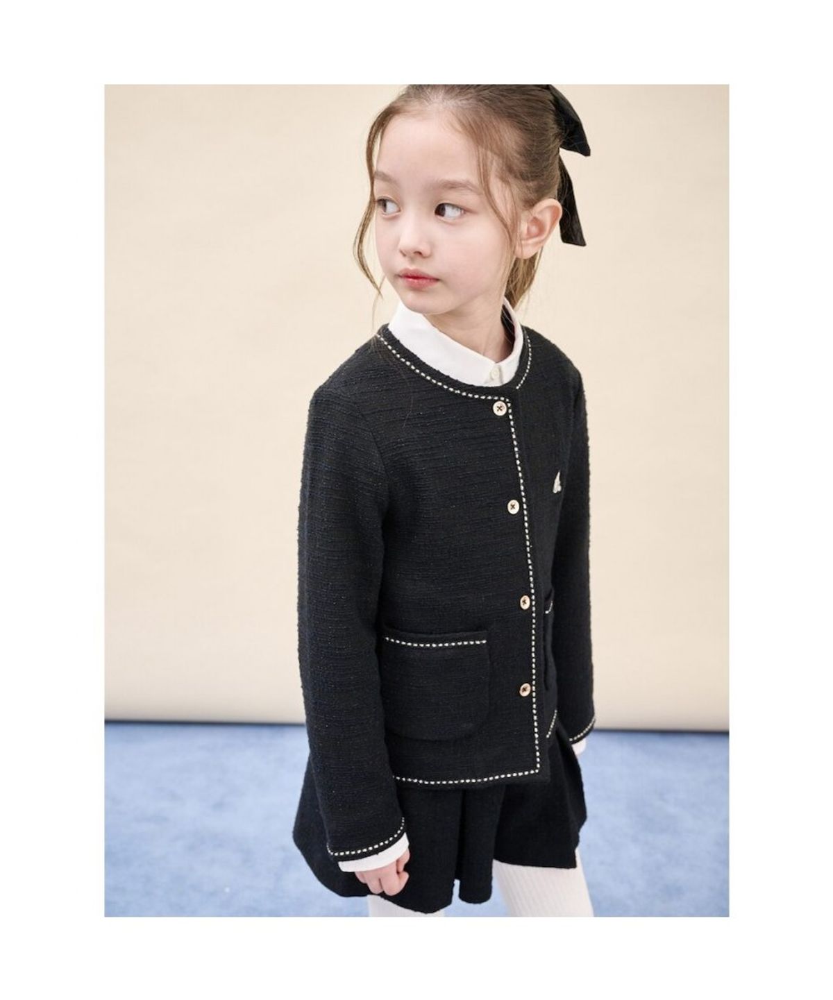 빈폴 키즈(BEANPOLE KIDS) 클래식 저지 트위드 재킷&치마바지 투피스 세트  블랙 (BI5971G925)