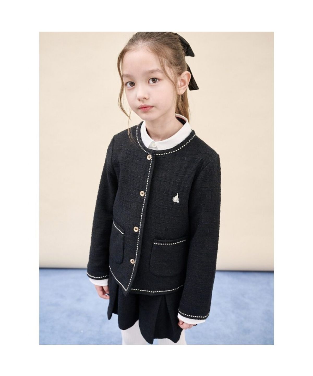 빈폴 키즈(BEANPOLE KIDS) 클래식 저지 트위드 재킷&치마바지 투피스 세트  블랙 (BI5971G925)