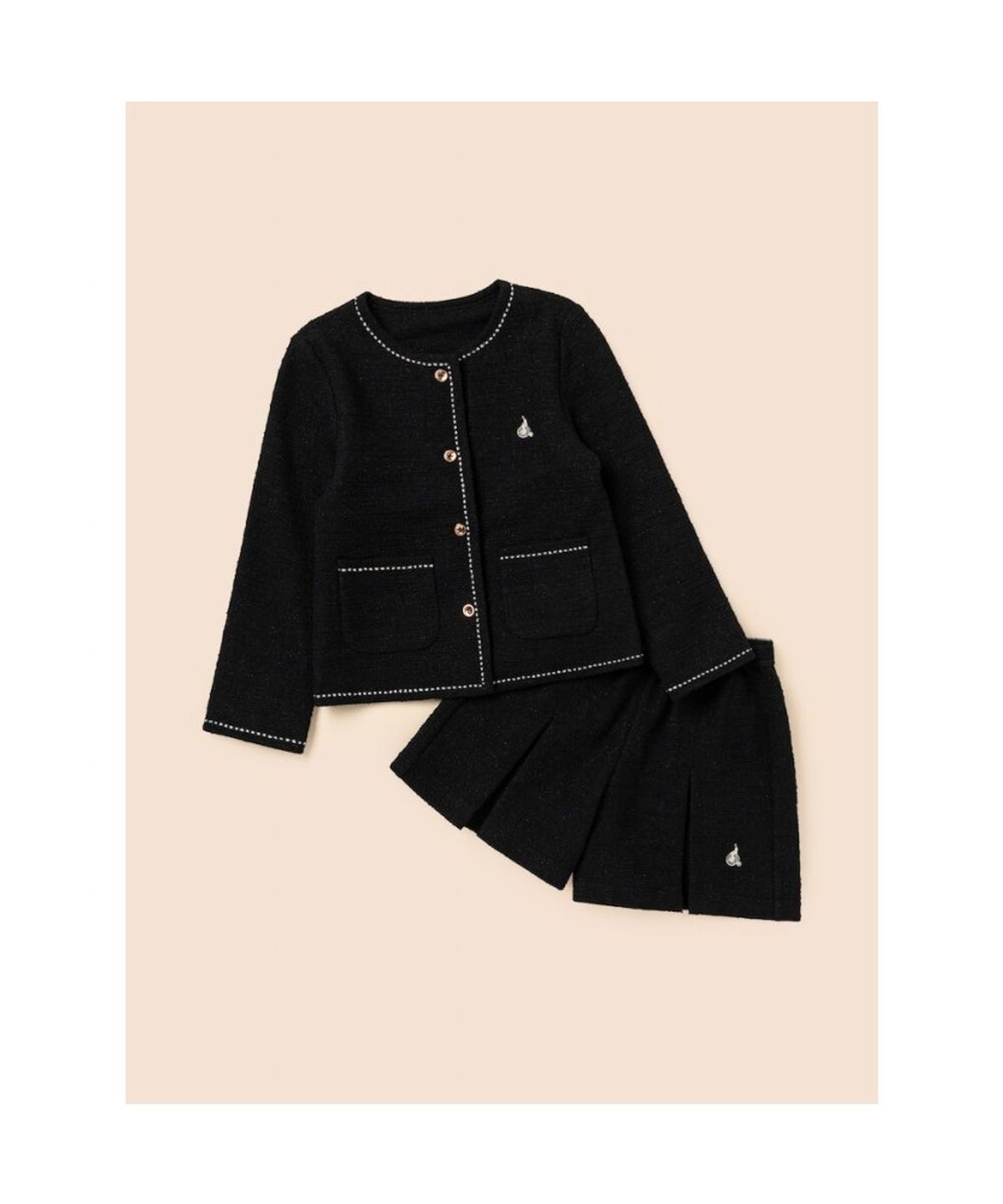 빈폴 키즈(BEANPOLE KIDS) 클래식 저지 트위드 재킷&치마바지 투피스 세트  블랙 (BI5971G925)