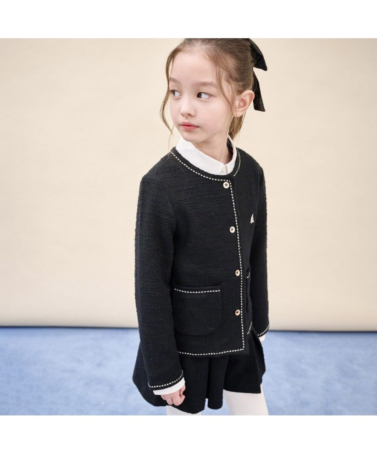 빈폴 키즈(BEANPOLE KIDS) 클래식 저지 트위드 재킷&치마바지 투피스 세트  블랙 (BI5971G925)