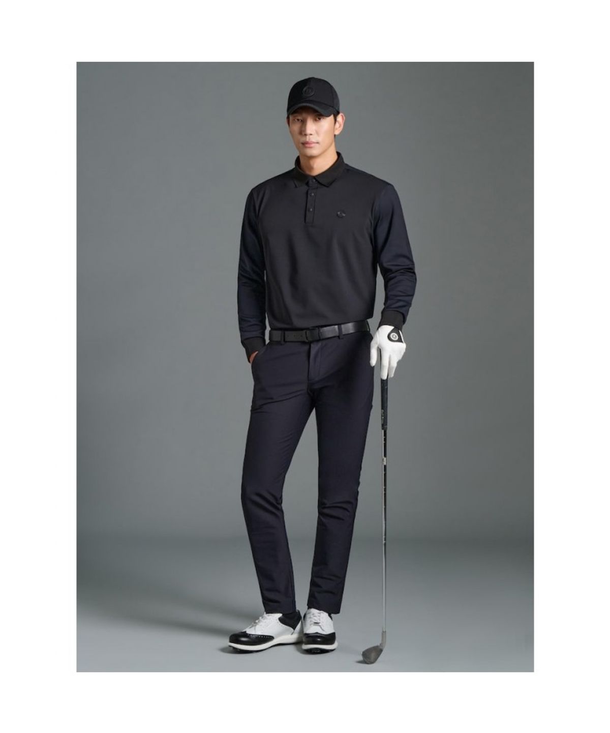 빈폴골프(BEANPOLE GOLF) 남성 우븐 맨투맨 칼라 티셔츠 - 블랙