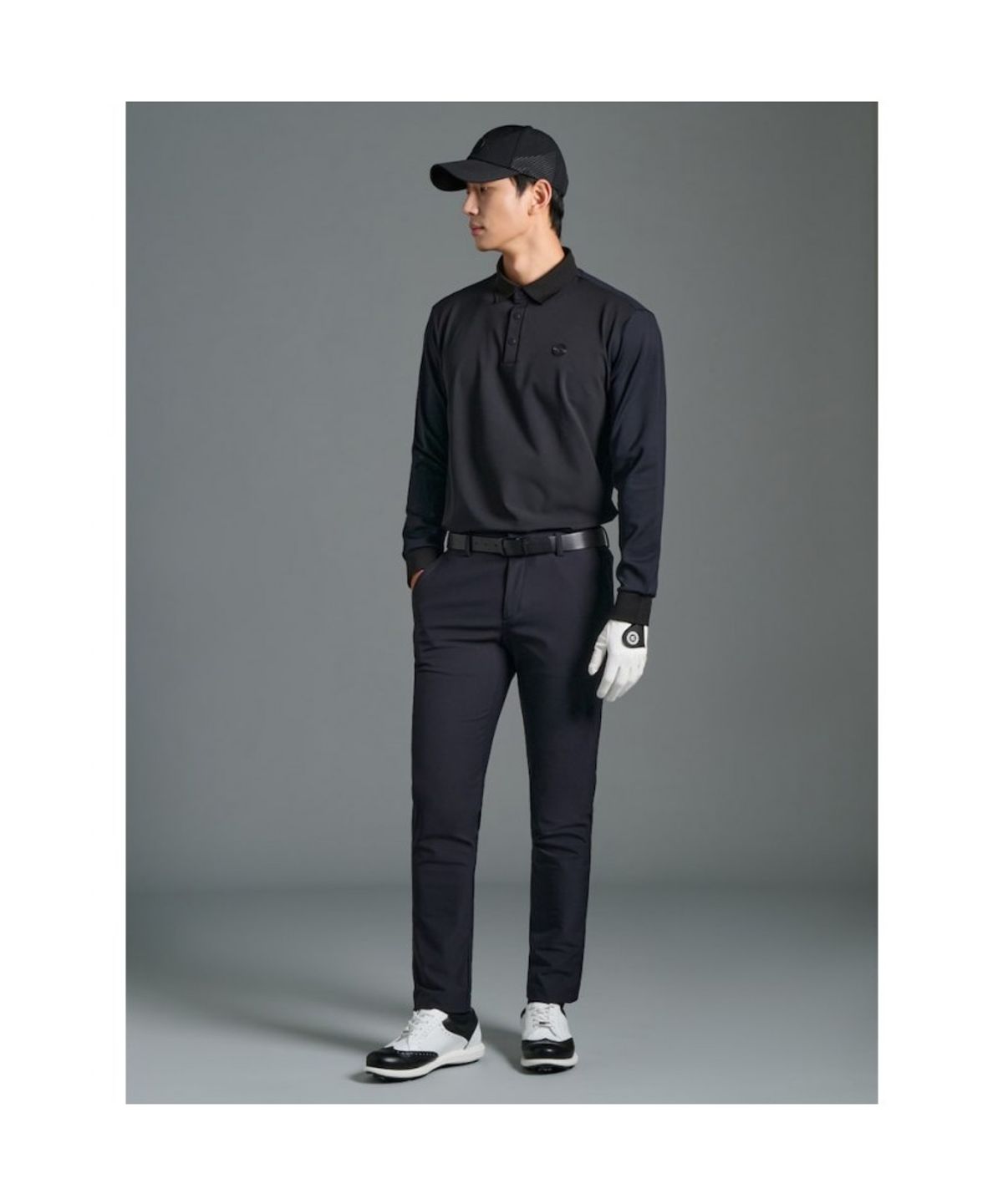 빈폴골프(BEANPOLE GOLF) 남성 우븐 맨투맨 칼라 티셔츠 - 블랙