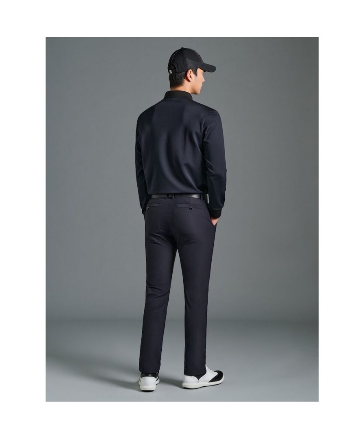 빈폴골프(BEANPOLE GOLF) 남성 우븐 맨투맨 칼라 티셔츠 - 블랙