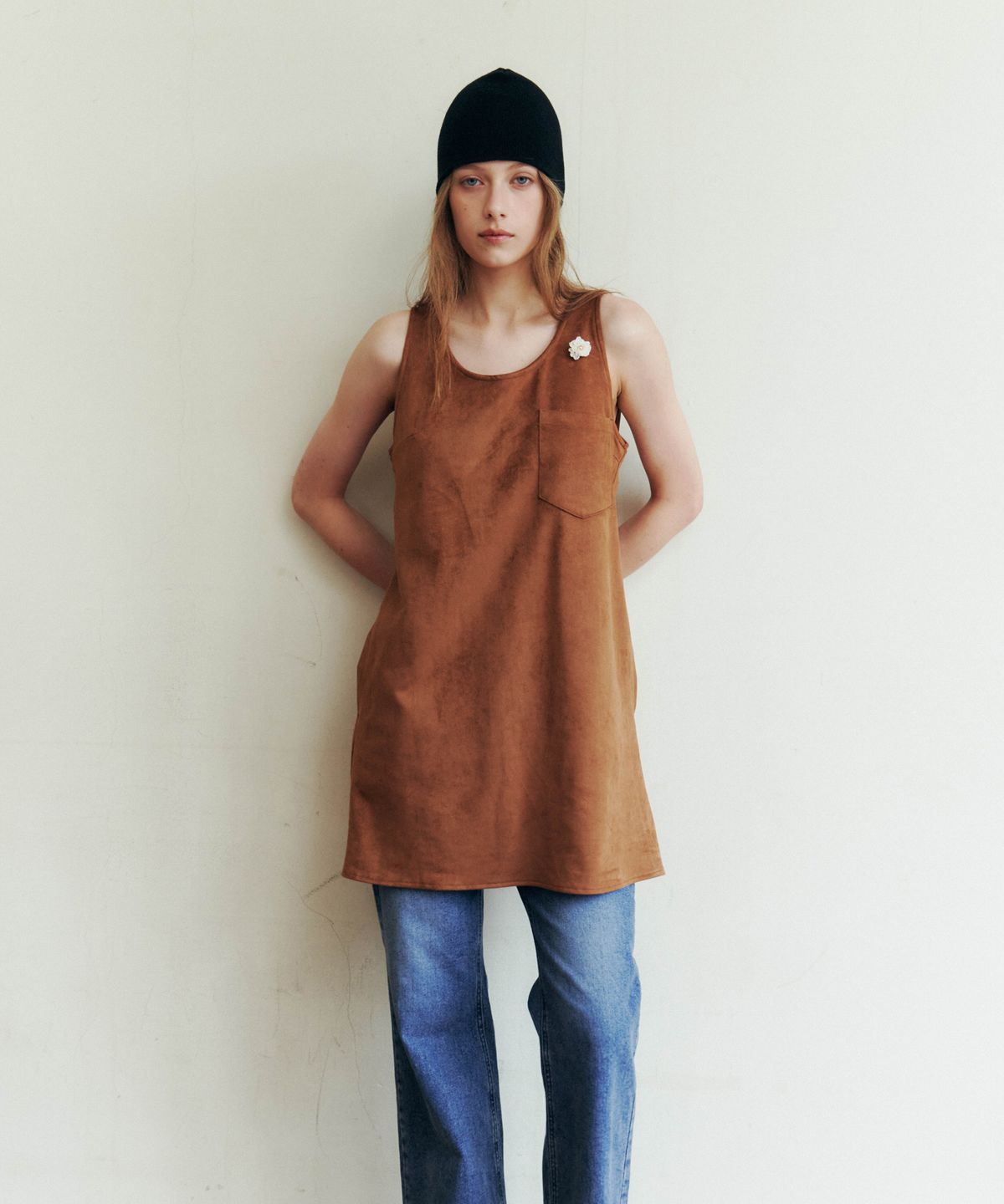 러브어스유(LOVEUSU) Lamb Suede Mini Dress (Beige)
