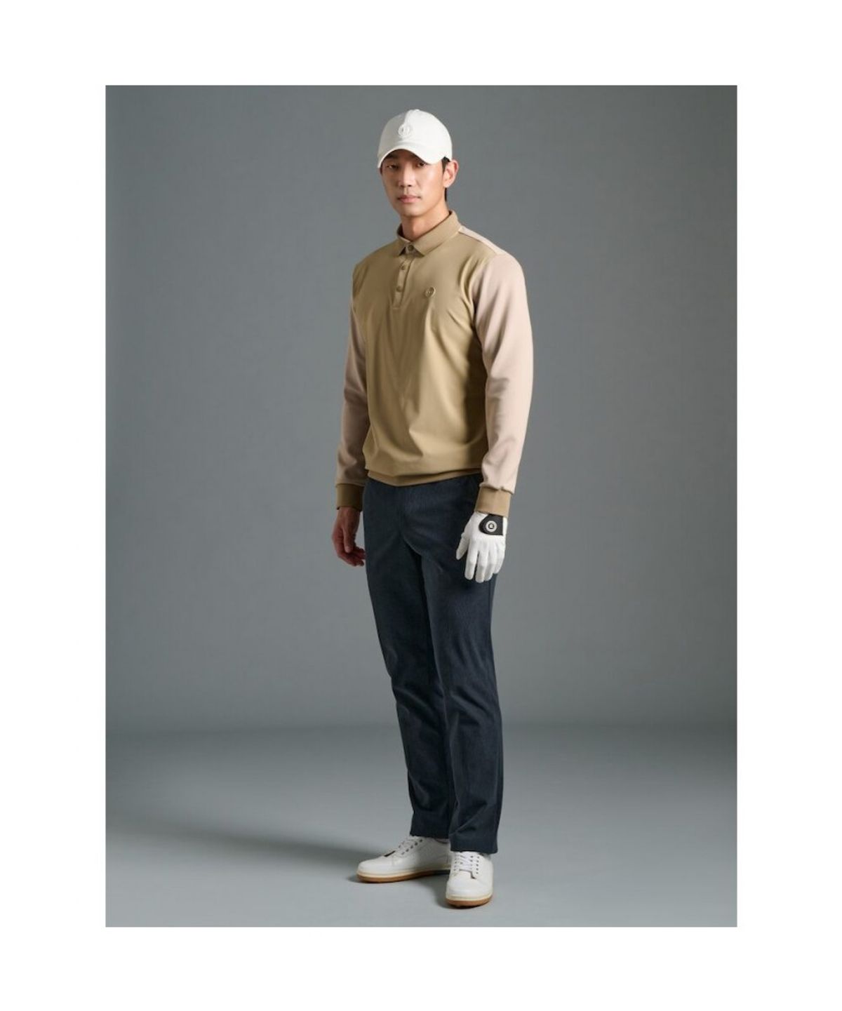 빈폴골프(BEANPOLE GOLF) 남성 우븐 맨투맨 칼라 티셔츠 - 베이지