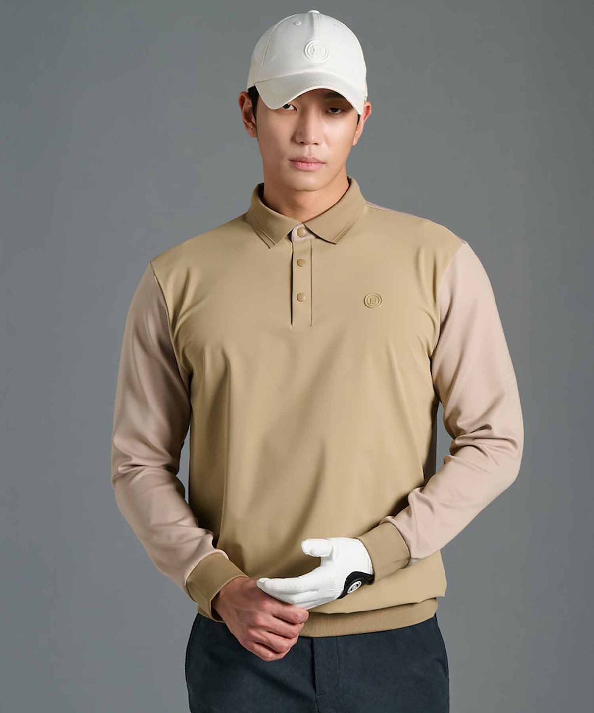 빈폴골프(BEANPOLE GOLF) 남성 우븐 맨투맨 칼라 티셔츠 - 베이지