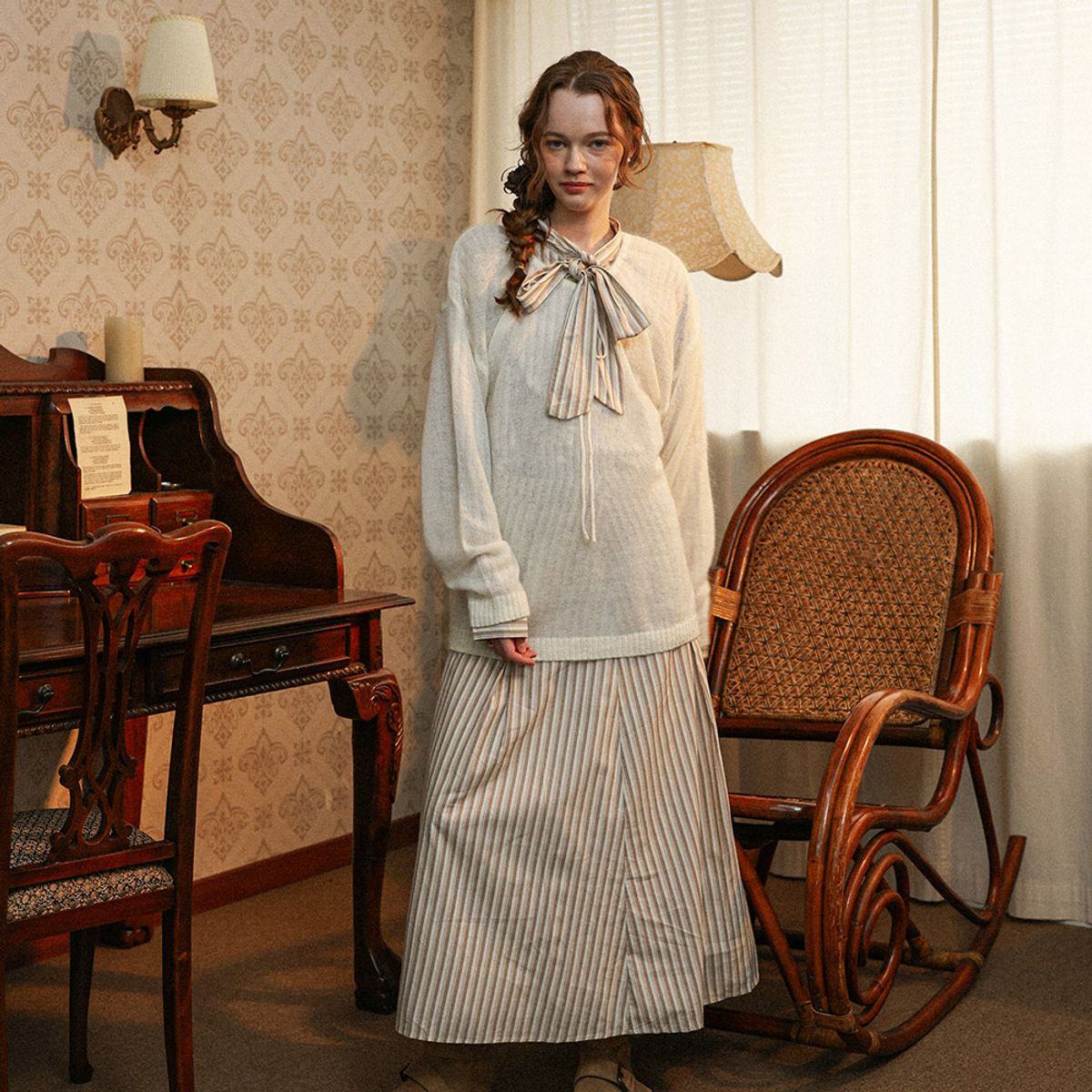 던드롭(DUNDROP) DD_Ribbon soft knit top_IVORY
