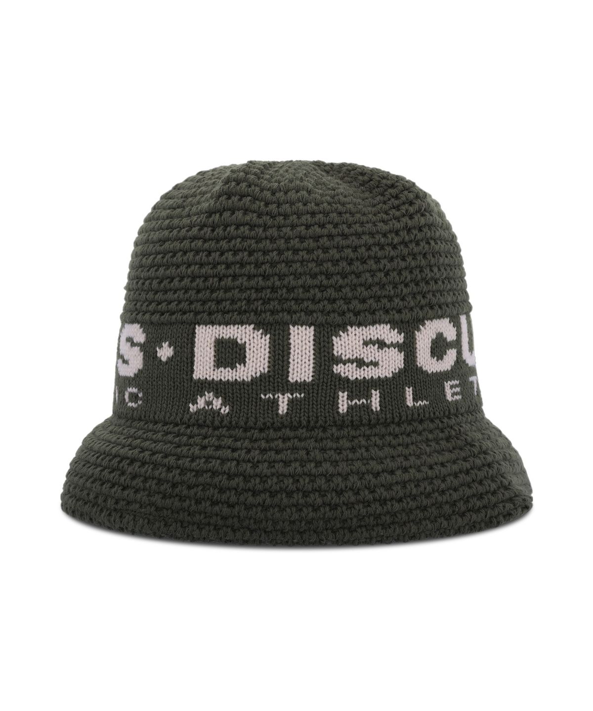 디스커스 애슬레틱(DISCUS ATHLETIC) 로고 자가드 니트 버킷햇 카키