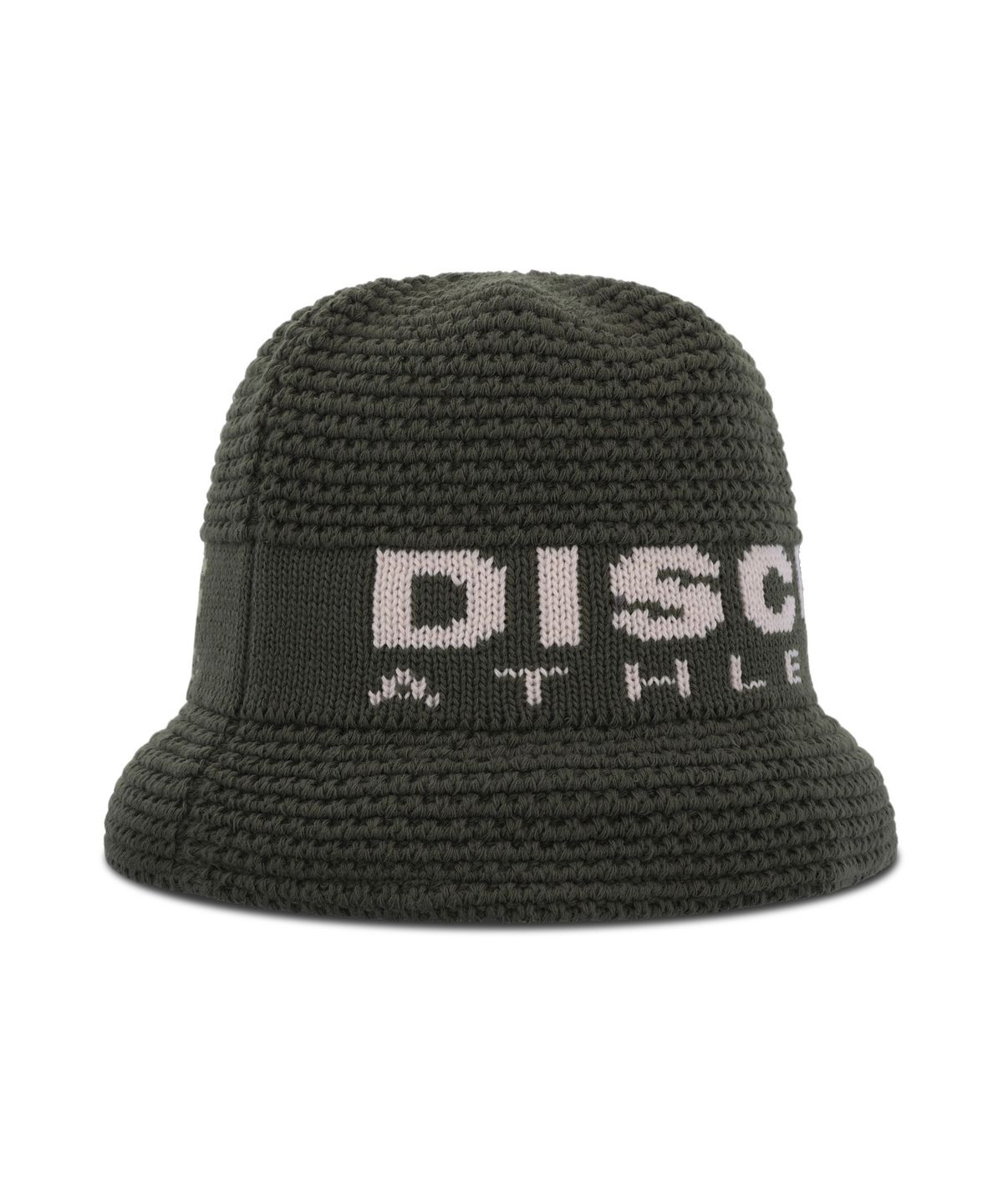디스커스 애슬레틱(DISCUS ATHLETIC) 로고 자가드 니트 버킷햇 카키
