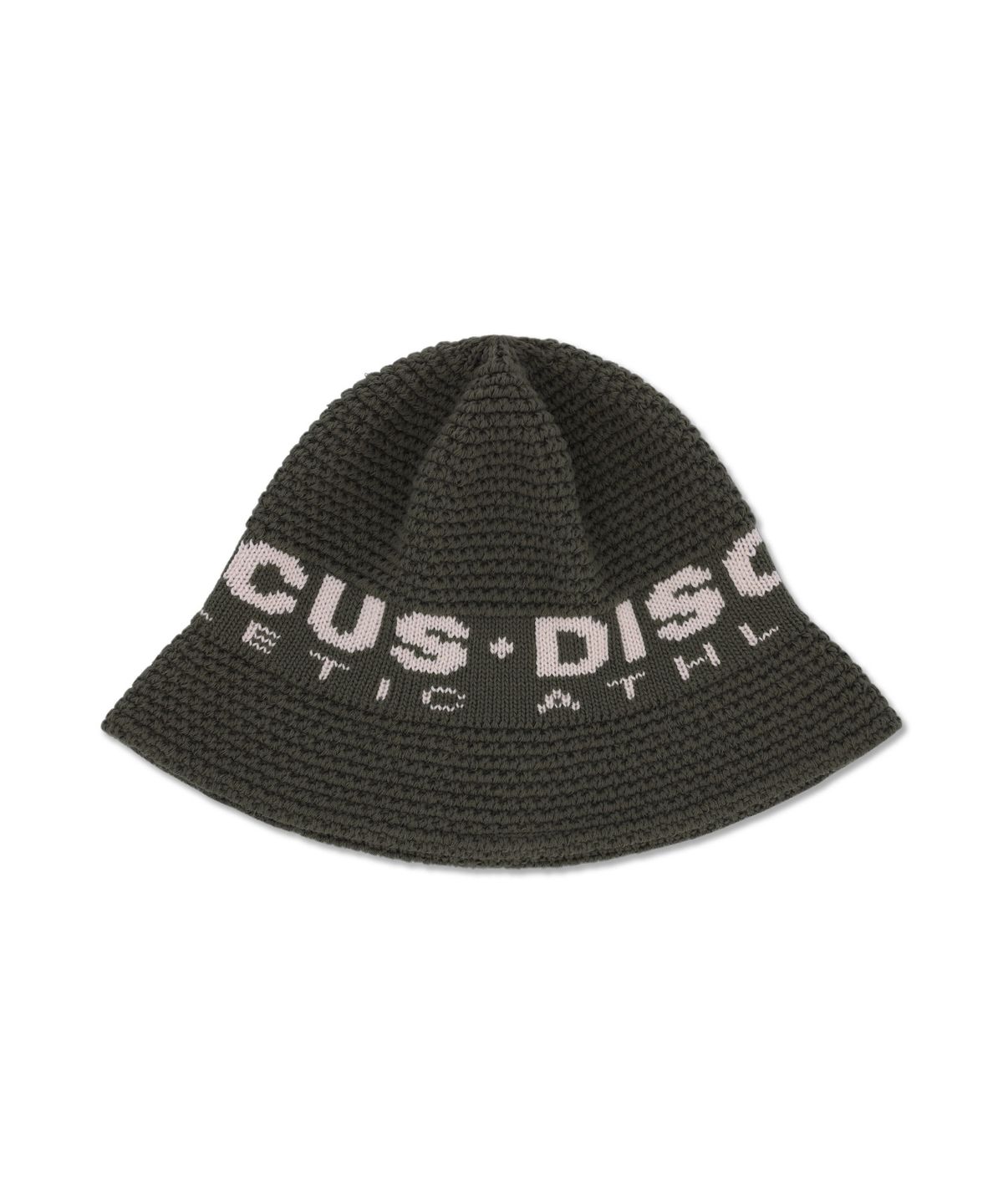 디스커스 애슬레틱(DISCUS ATHLETIC) 로고 자가드 니트 버킷햇 카키