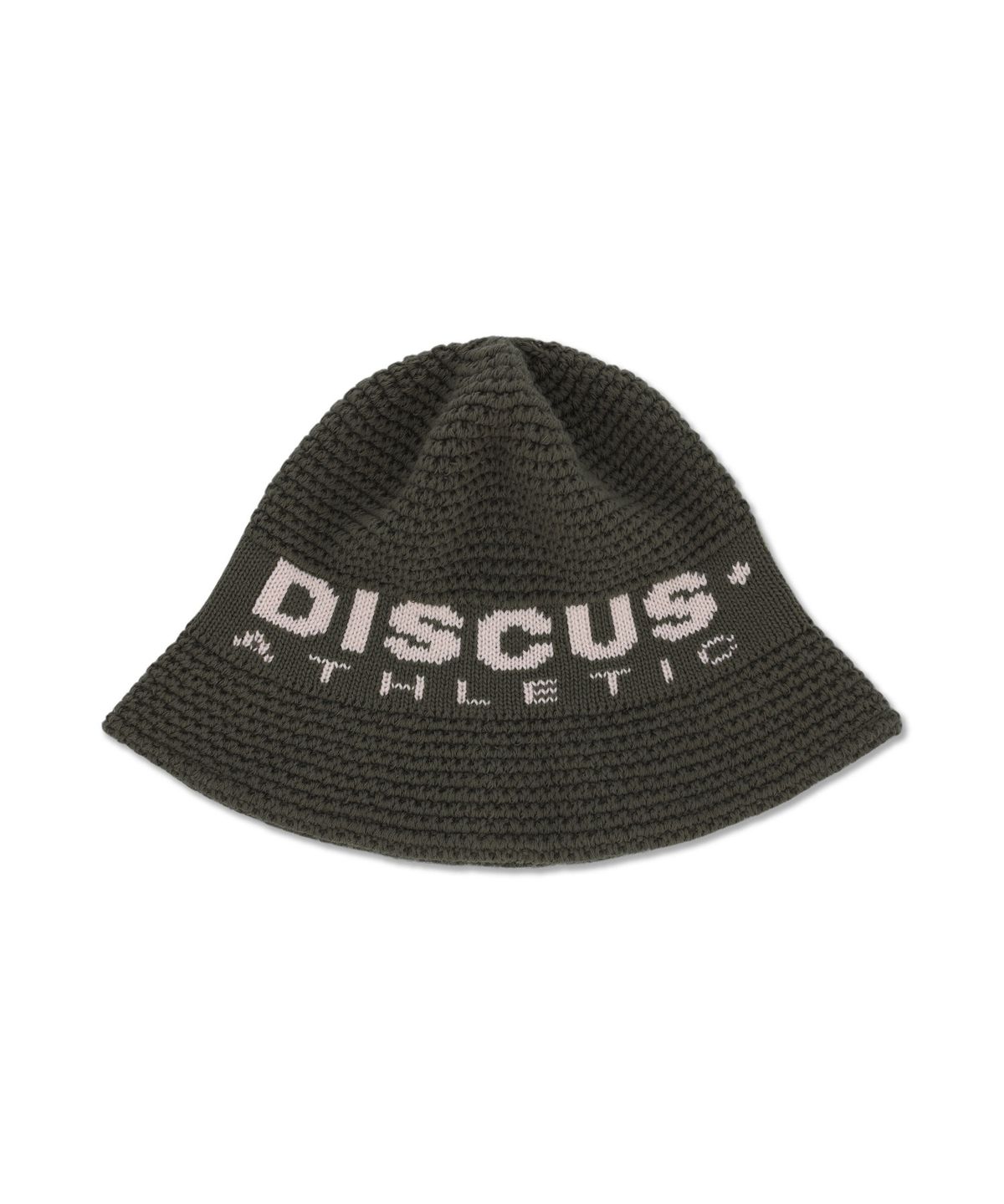 디스커스 애슬레틱(DISCUS ATHLETIC) 로고 자가드 니트 버킷햇 카키