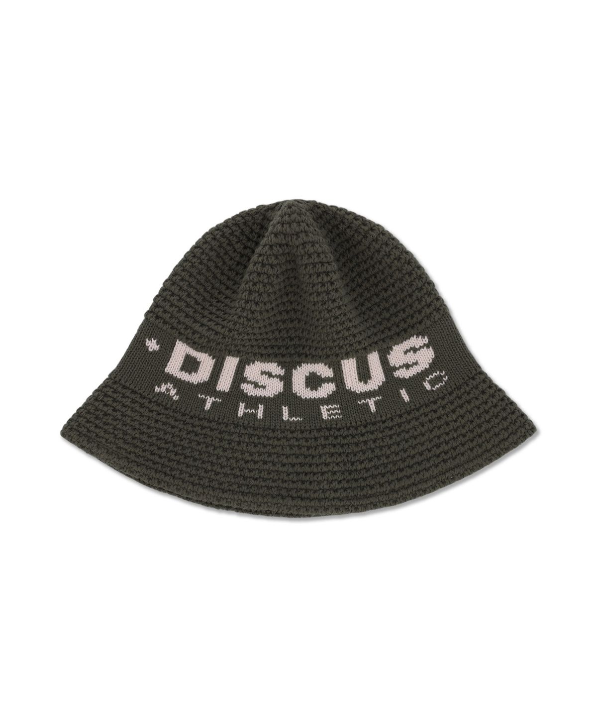 디스커스 애슬레틱(DISCUS ATHLETIC) 로고 자가드 니트 버킷햇 카키