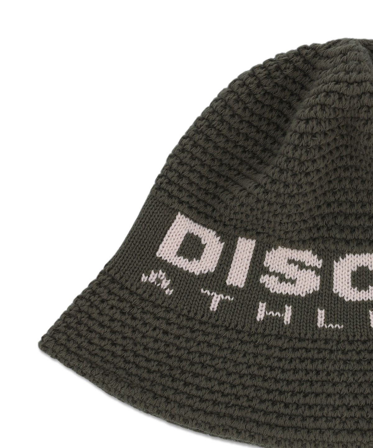 디스커스 애슬레틱(DISCUS ATHLETIC) 로고 자가드 니트 버킷햇 카키