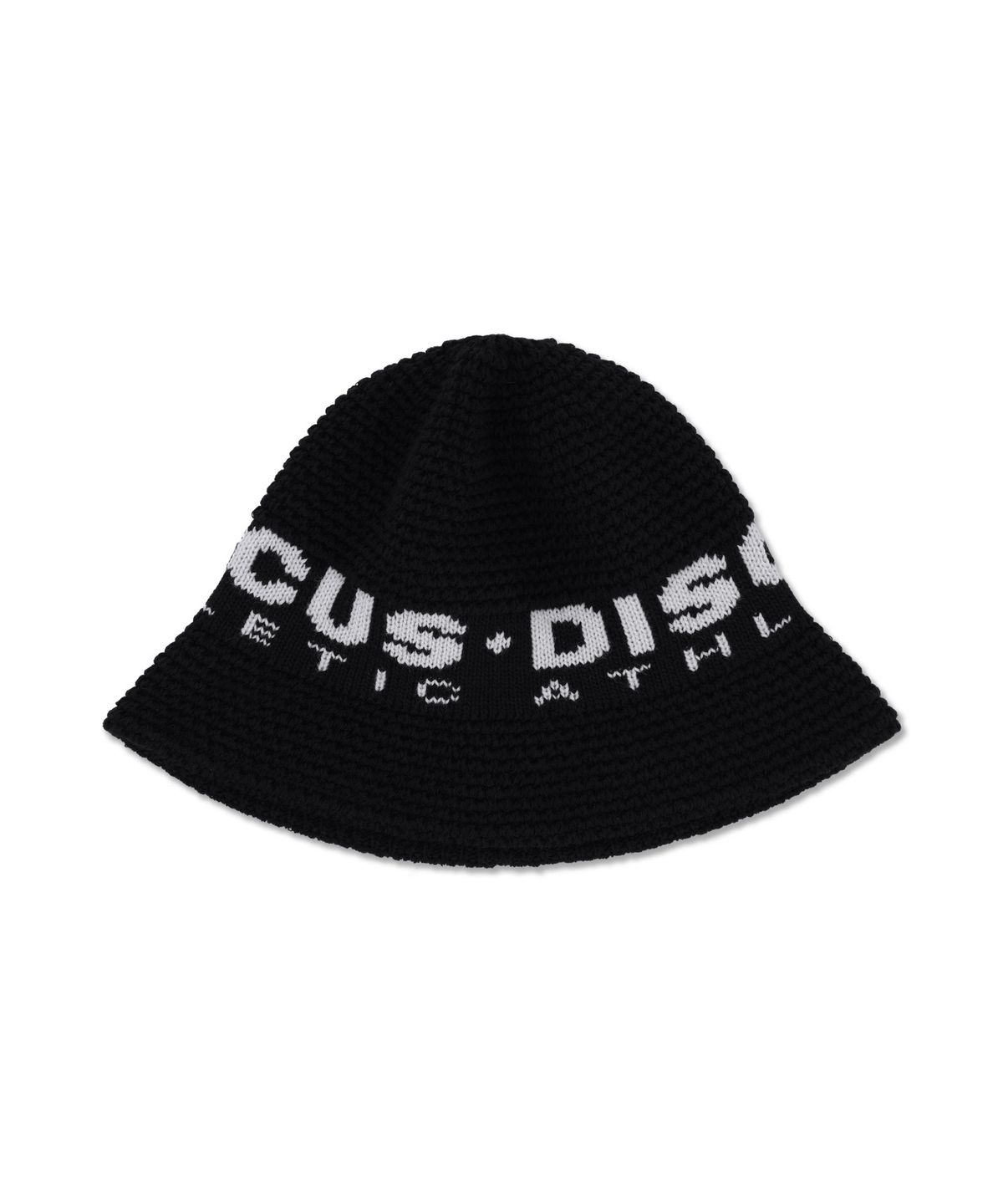 디스커스 애슬레틱(DISCUS ATHLETIC) 로고 자가드 니트 버킷햇 블랙
