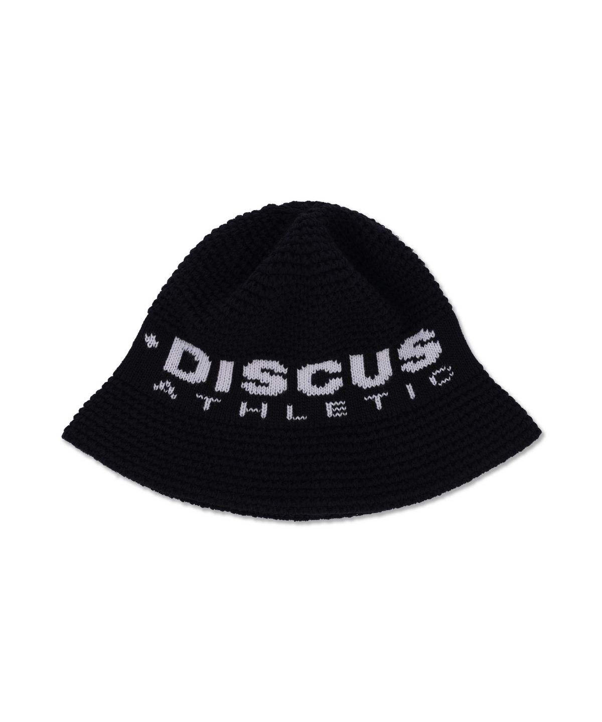 디스커스 애슬레틱(DISCUS ATHLETIC) 로고 자가드 니트 버킷햇 블랙