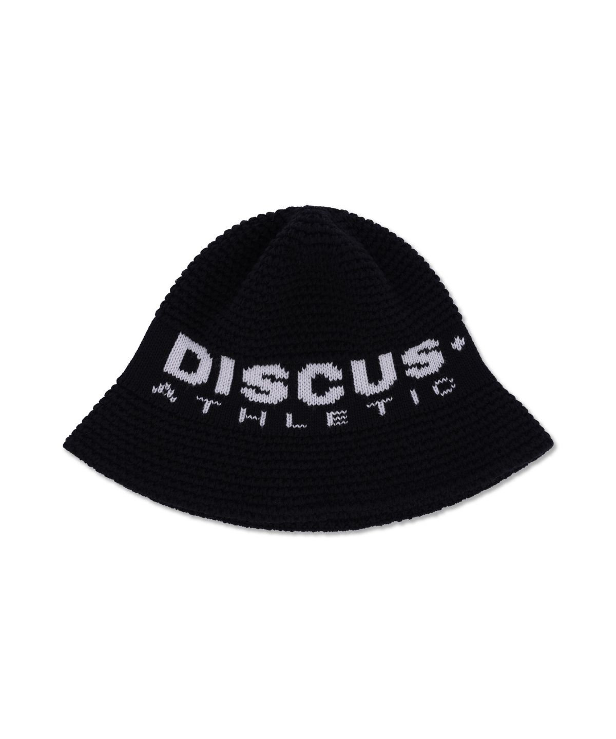 디스커스 애슬레틱(DISCUS ATHLETIC) 로고 자가드 니트 버킷햇 블랙