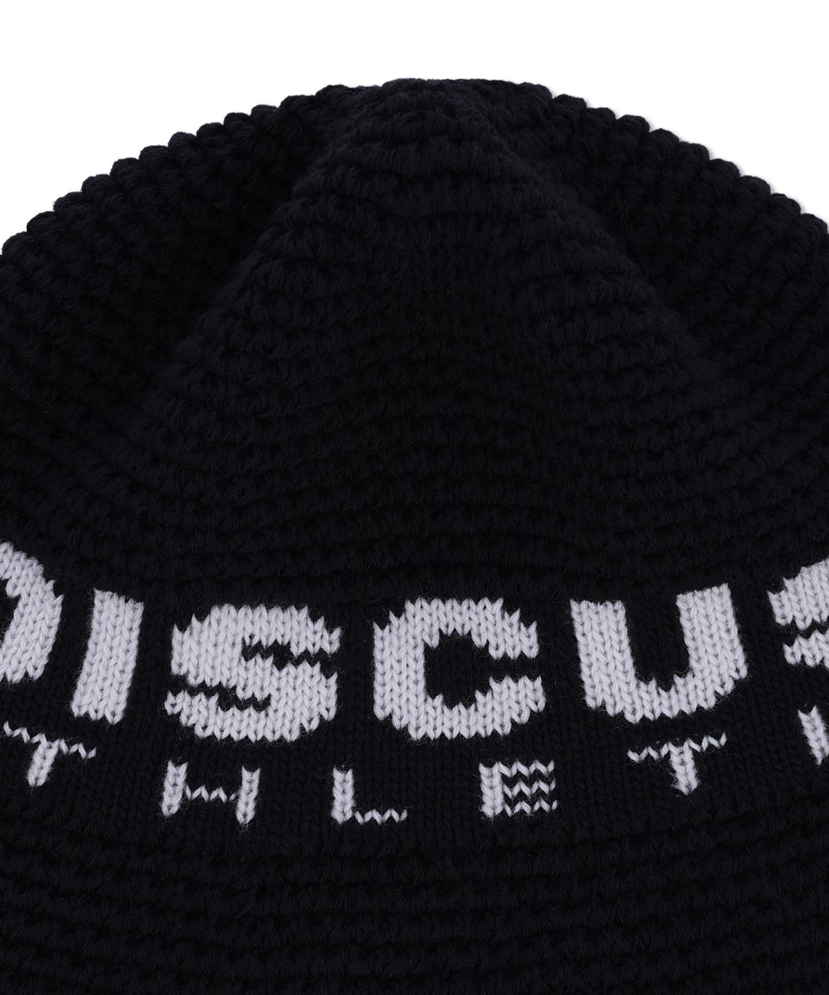 디스커스 애슬레틱(DISCUS ATHLETIC) 로고 자가드 니트 버킷햇 블랙