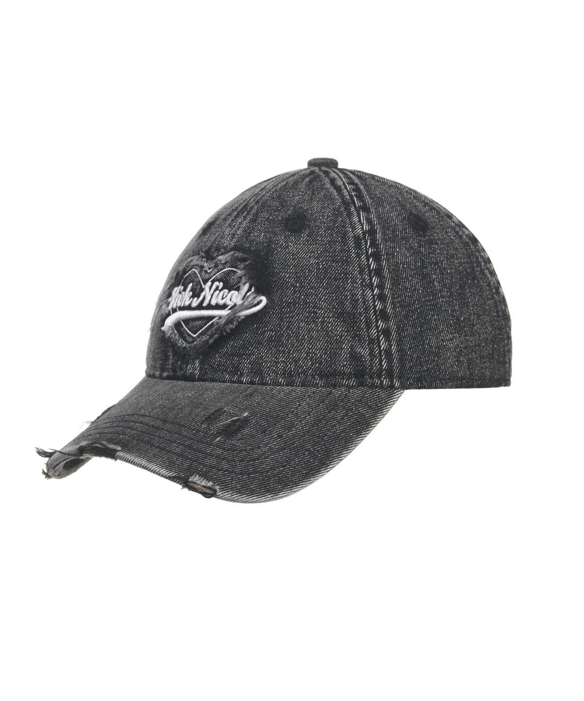 닉앤니콜(NICK&NICOLE) DESTROYED HEART DENIM BALL CAP_BLACK