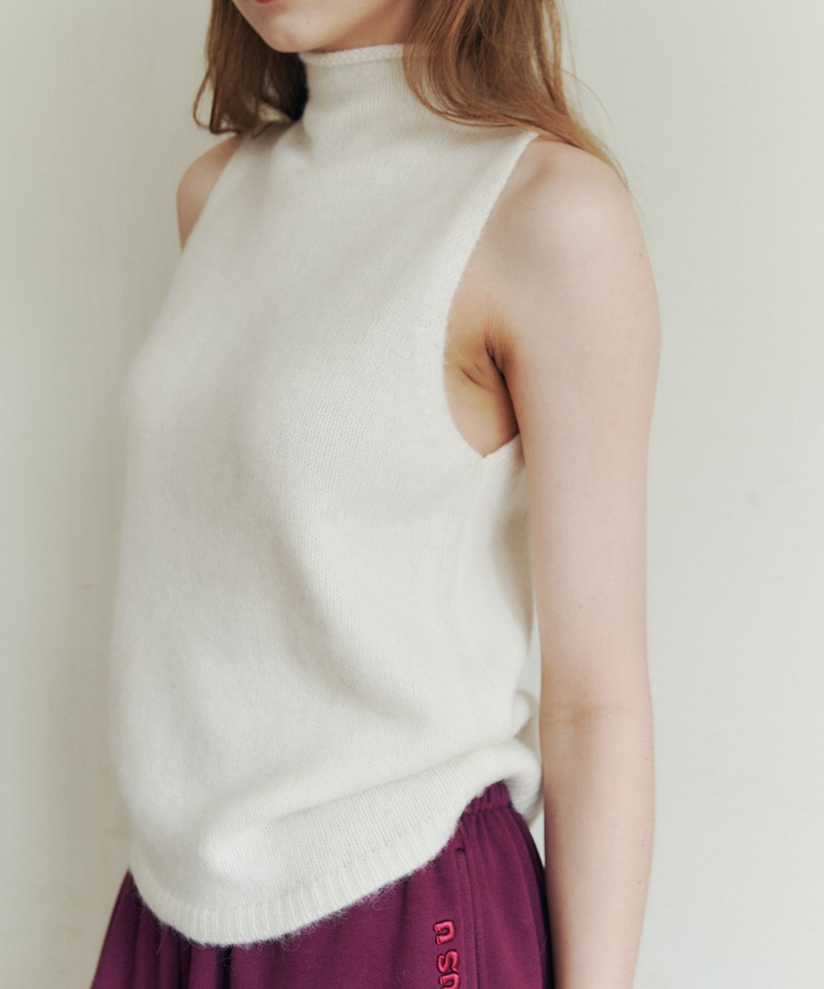 러브어스유(LOVEUSU) Wool Halter Neck Sleeveless Knit (White)