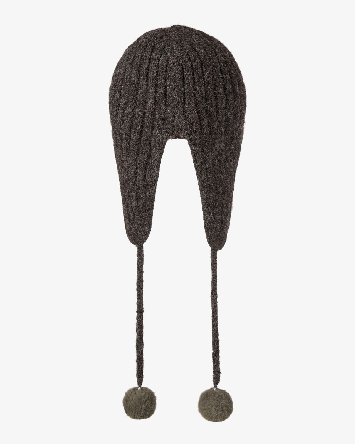 에이이에이이(AEAE) BUTTON KNIT TROOPER BEANIE [DARK BROWN]