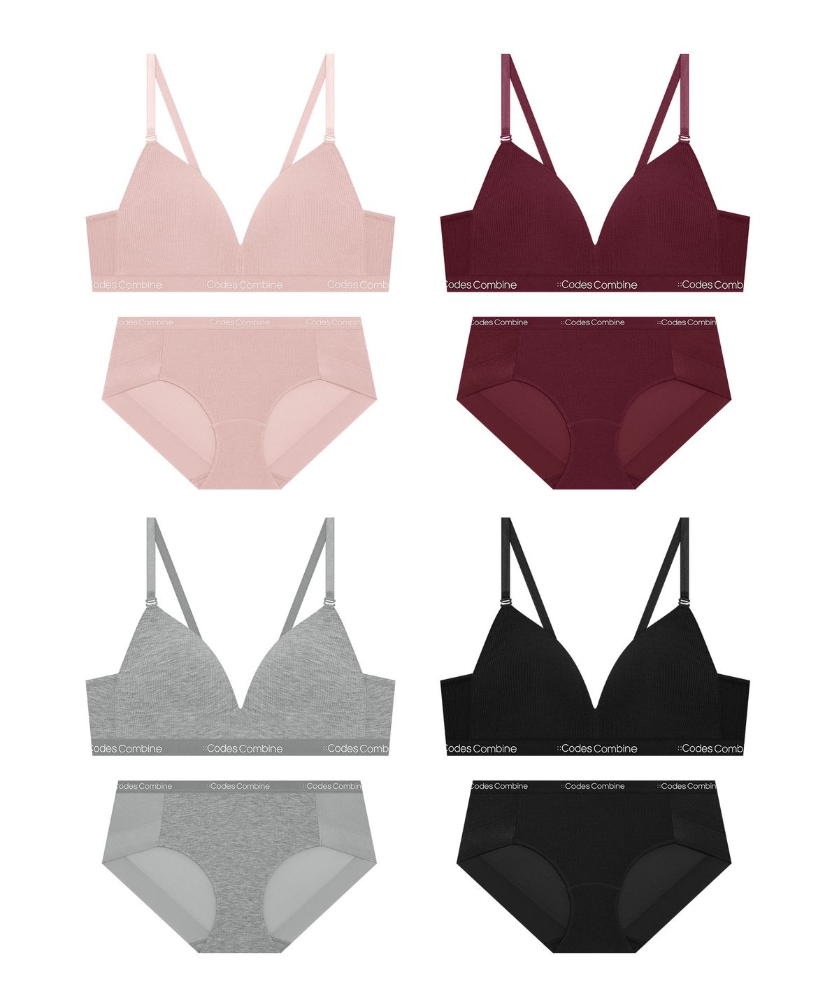 코데즈컴바인 이너웨어(CODES COMBINE INNERWEAR) 텐셀 골지 트라이앵글 햄팬티 세트