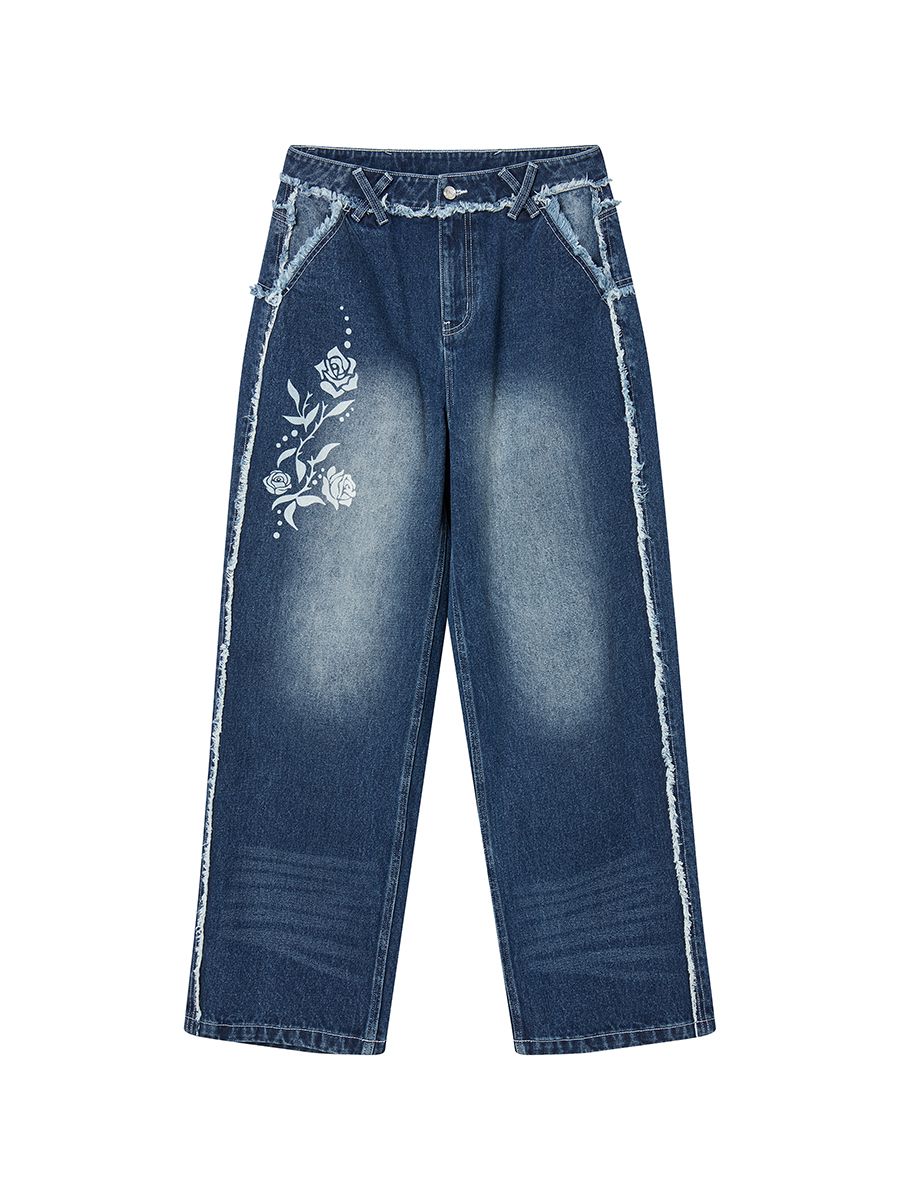MUSINSA公式 | NYXX RAW CUT DENIM PANTS WASHED BLUE