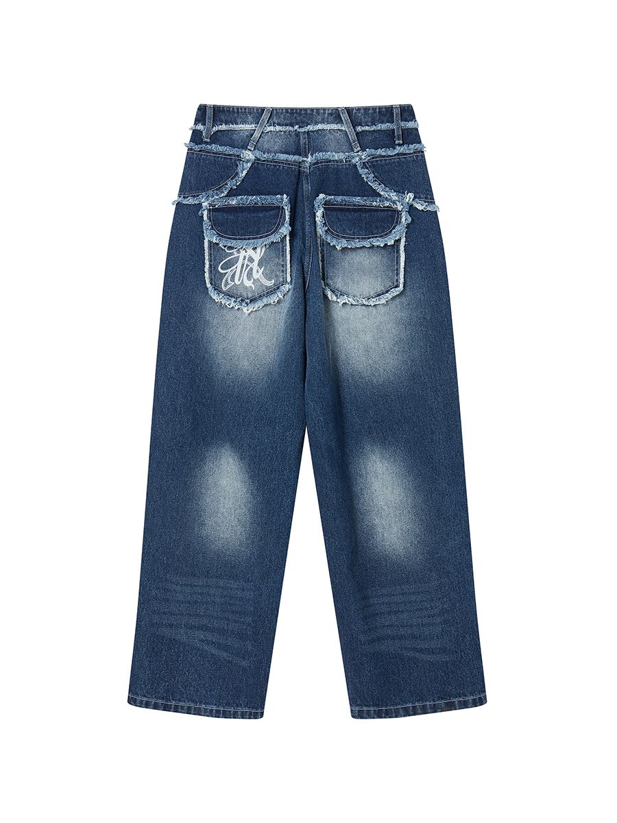 MUSINSA公式 | NYXX RAW CUT DENIM PANTS WASHED BLUE