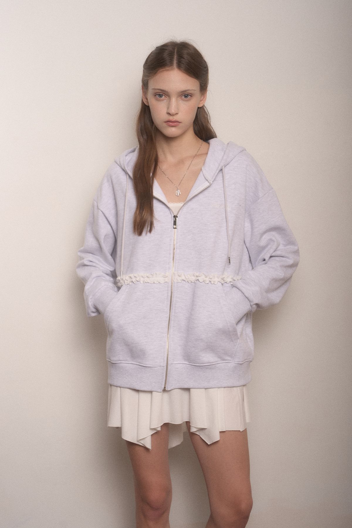 벨리아르(BELLIALEU) MERINGUE HOOD ZIP-UP-MELANGE