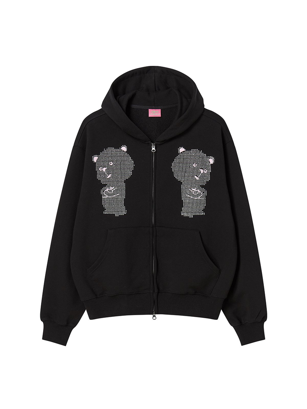 엔와이엑스엑스(NYXX) RHINESTONE DALGOMM HOOD ZIP-UP BLACK