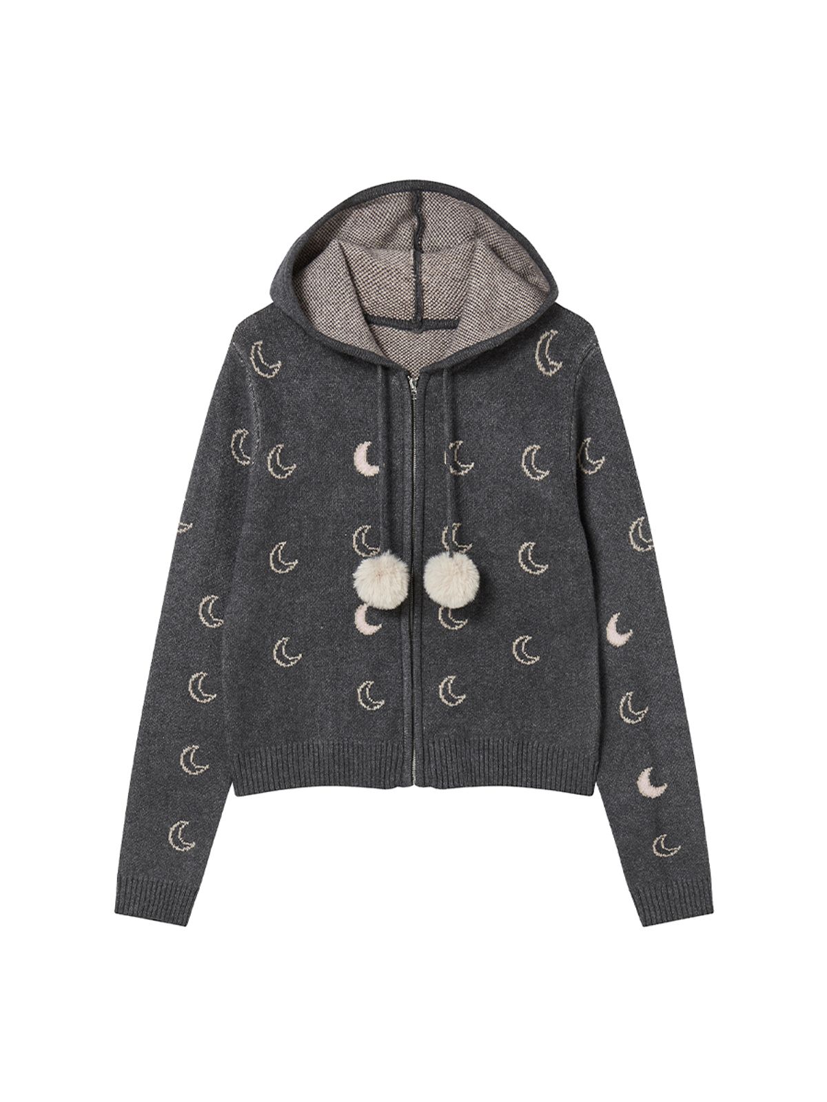 엔와이엑스엑스(NYXX) MOON KNITTED ZIP-UP HOODIE CHARCOAL