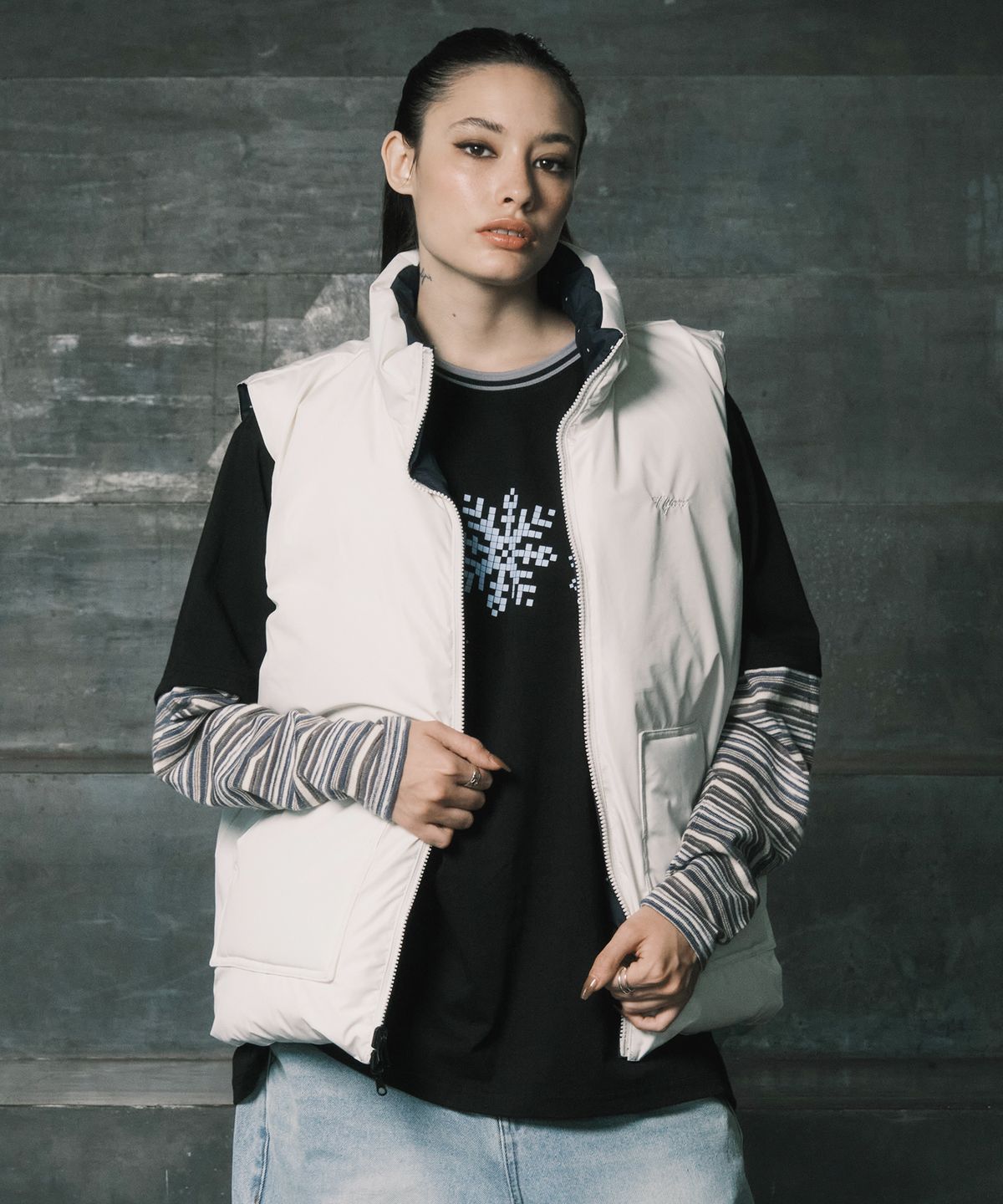 엔와이엑스엑스(NYXX) REVERSIBLE DOWN VEST IVORY