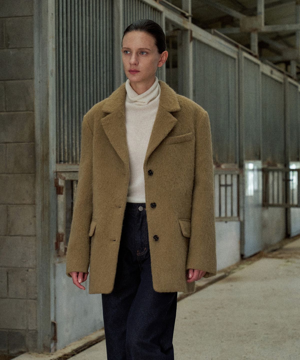 라메레이(LAMEREI) Alpaca Belted Jacket[LMBFWI25JK104]-Mocamus