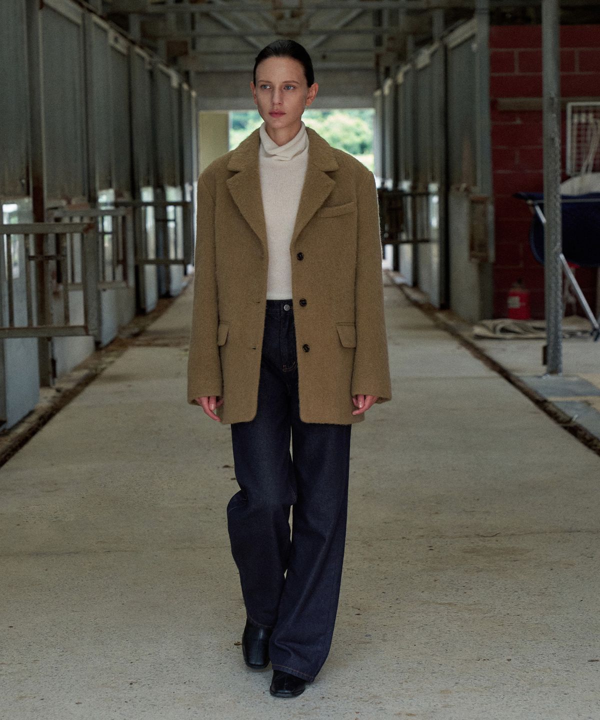 라메레이(LAMEREI) Alpaca Belted Jacket[LMBFWI25JK104]-Mocamus