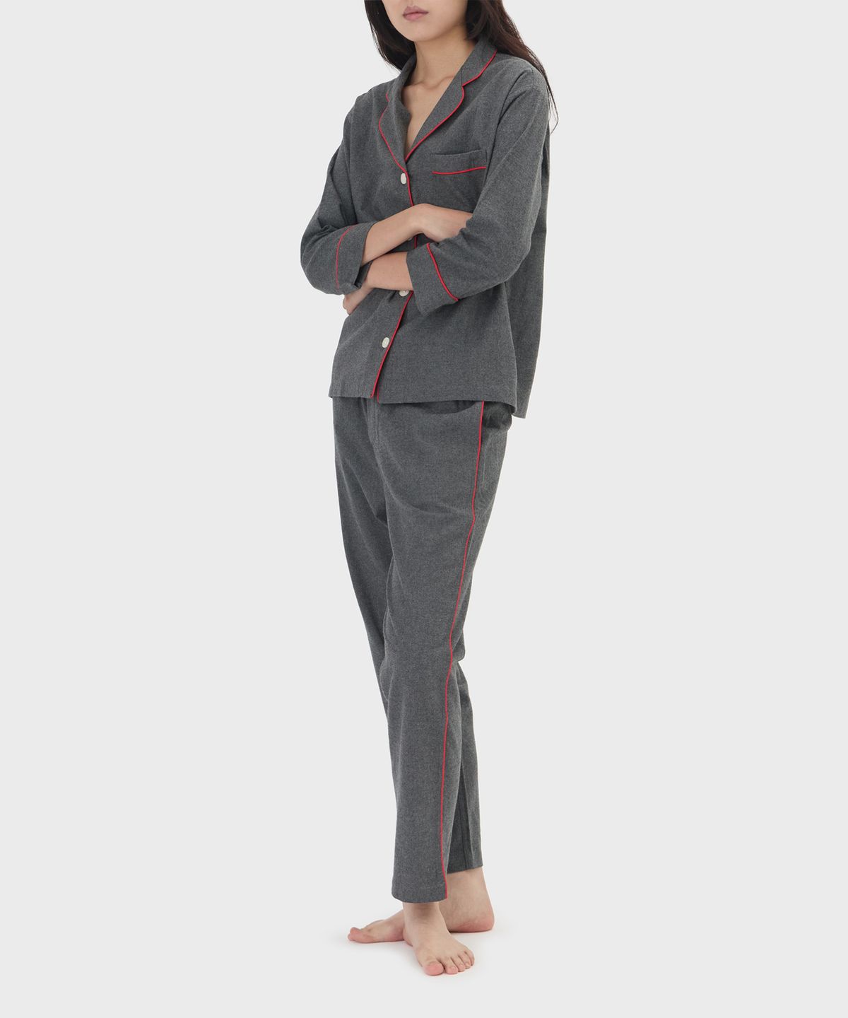 슬리피 존스(SLEEPY JONES) (W) 마리나 파자마 세트 차콜 그레이 플란넬 MARINA PAJAMA SET CHARCOAL GREY FLANNEL