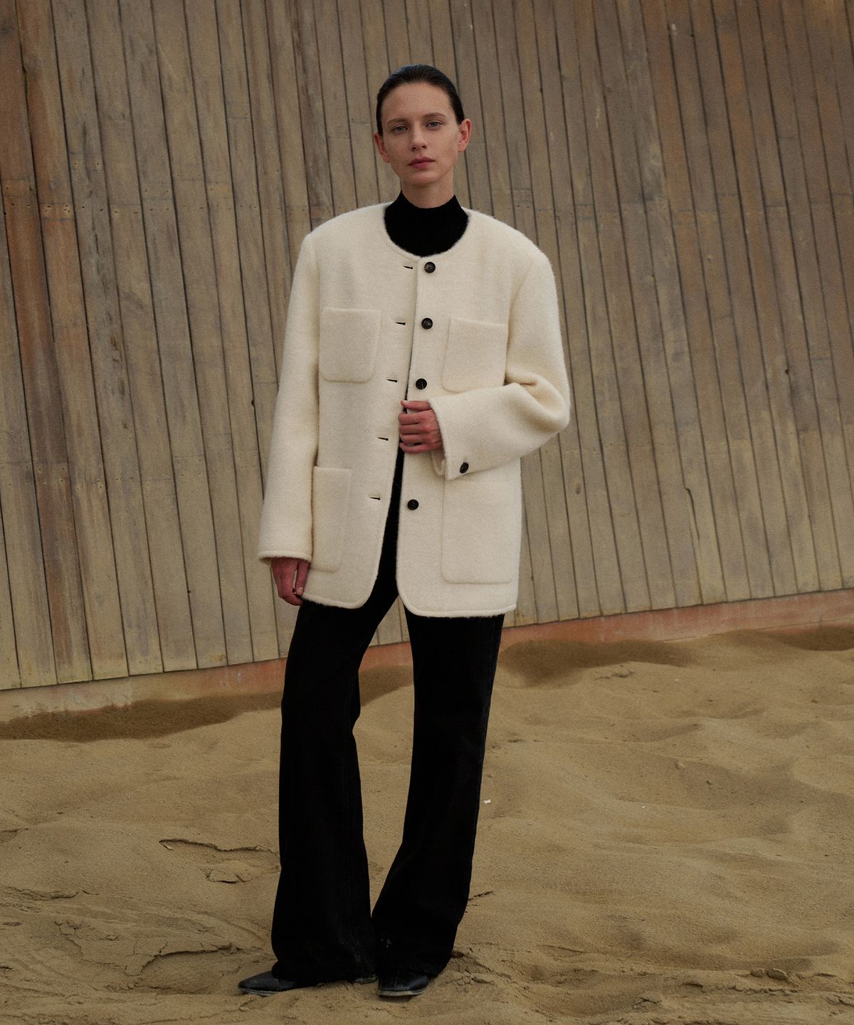 라메레이(LAMEREI) Alpaca Round Half Jacket[LMBFWI25JK107]-2color