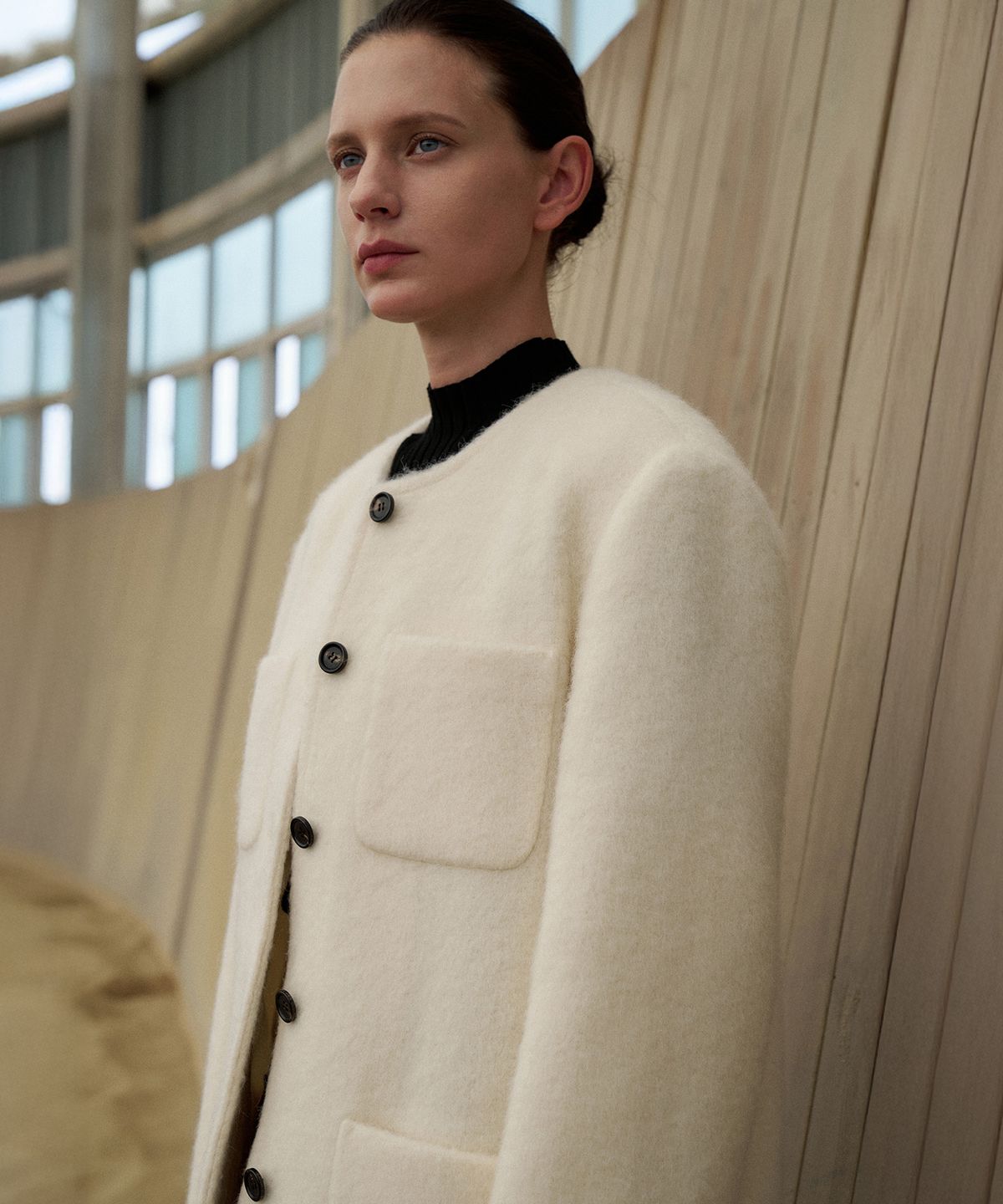 라메레이(LAMEREI) Alpaca Round Half Jacket[LMBFWI25JK107]-2color