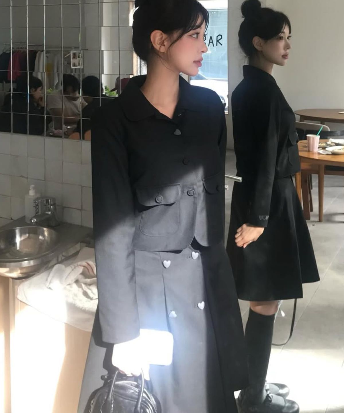 로긴 앤 로지(ROGIN N ROSIE) [Set] Heart Button Point Set-up Black