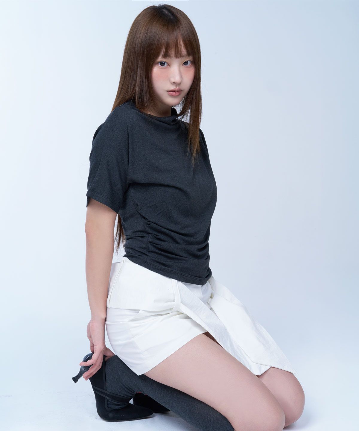 라이라이(LYELYE) Strapline mini skirt (ivory)