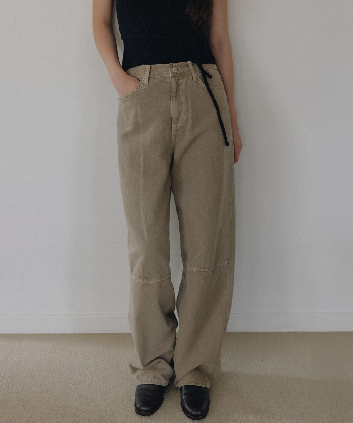 앤니즈(ANDNEEDS) Haze curved denim (yellow khaki)