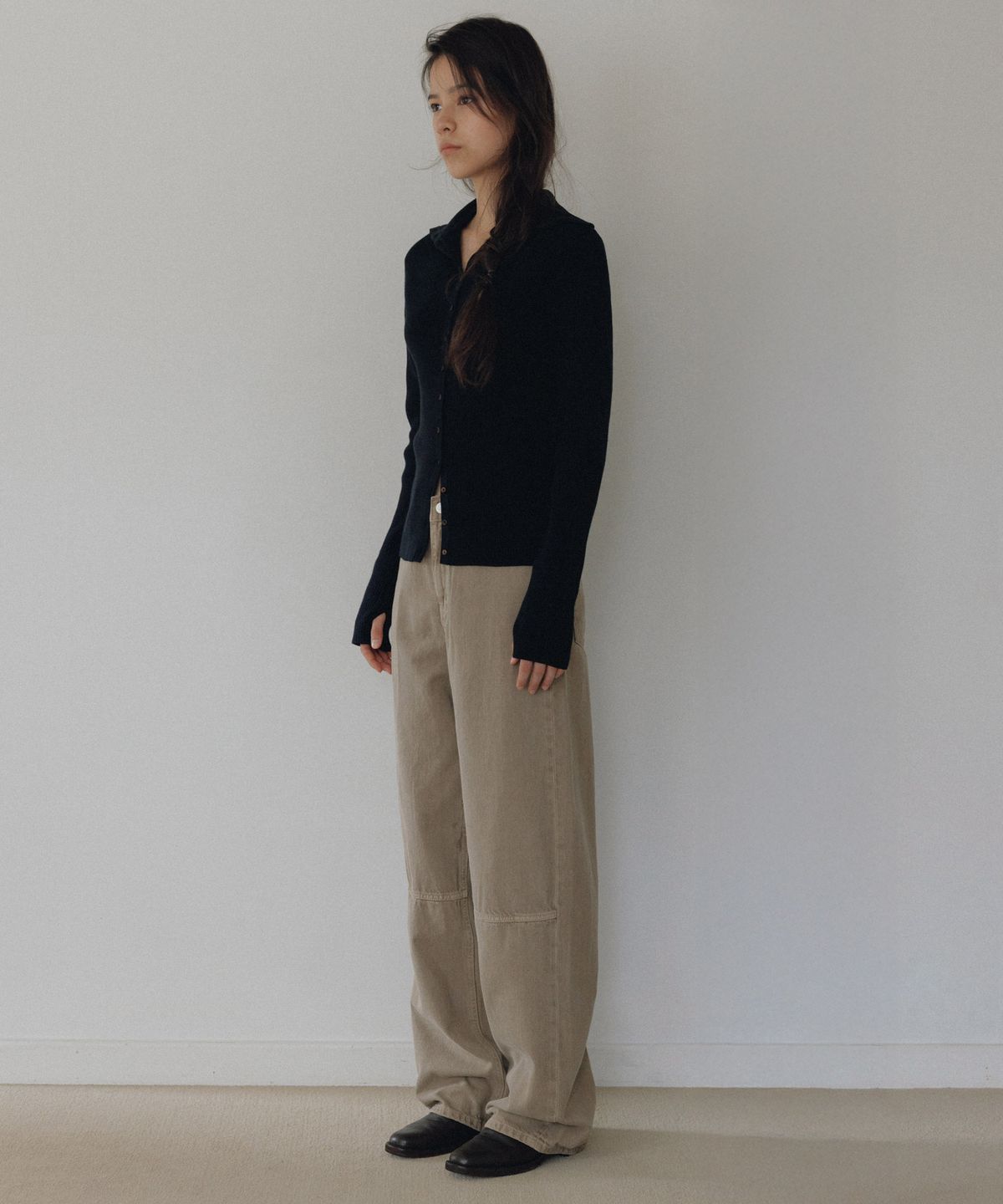 앤니즈(ANDNEEDS) Haze curved denim (yellow khaki)